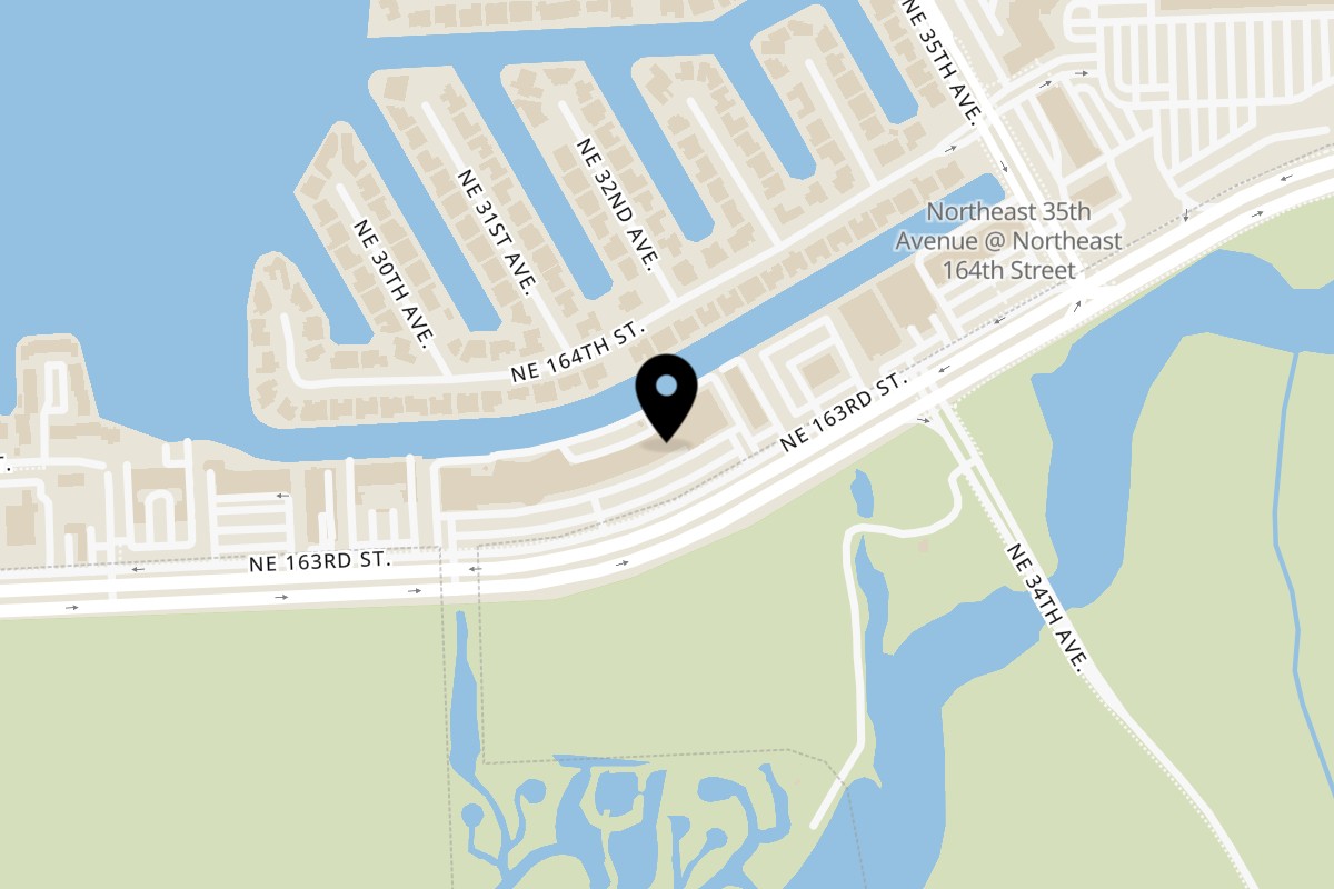 Map showing the location of Ceviche Inka Miami on 3155 NE 163rd St in North Miami Beach